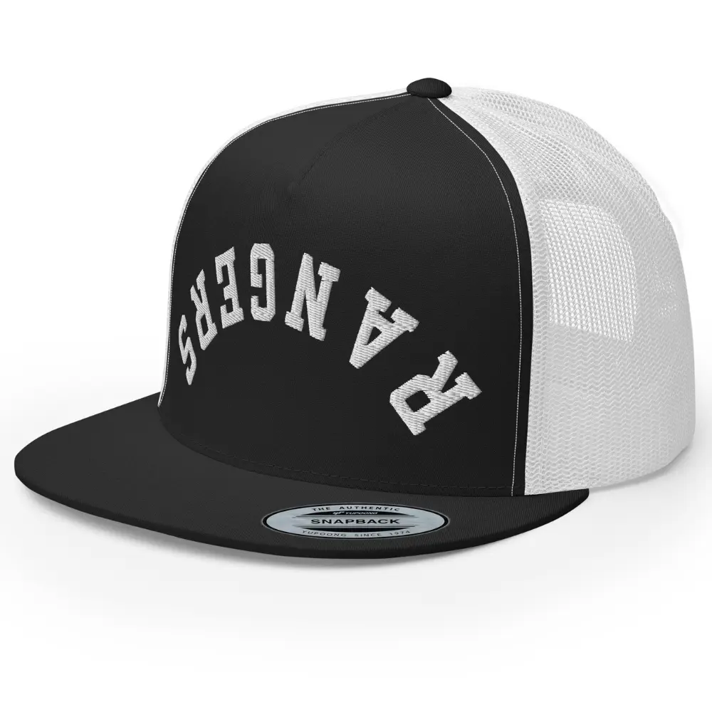RIVEMUG NX Upside Down Rangers Embroidered Flat Bill Trucker Hat High Crown Adjustable Cap for Men and Women