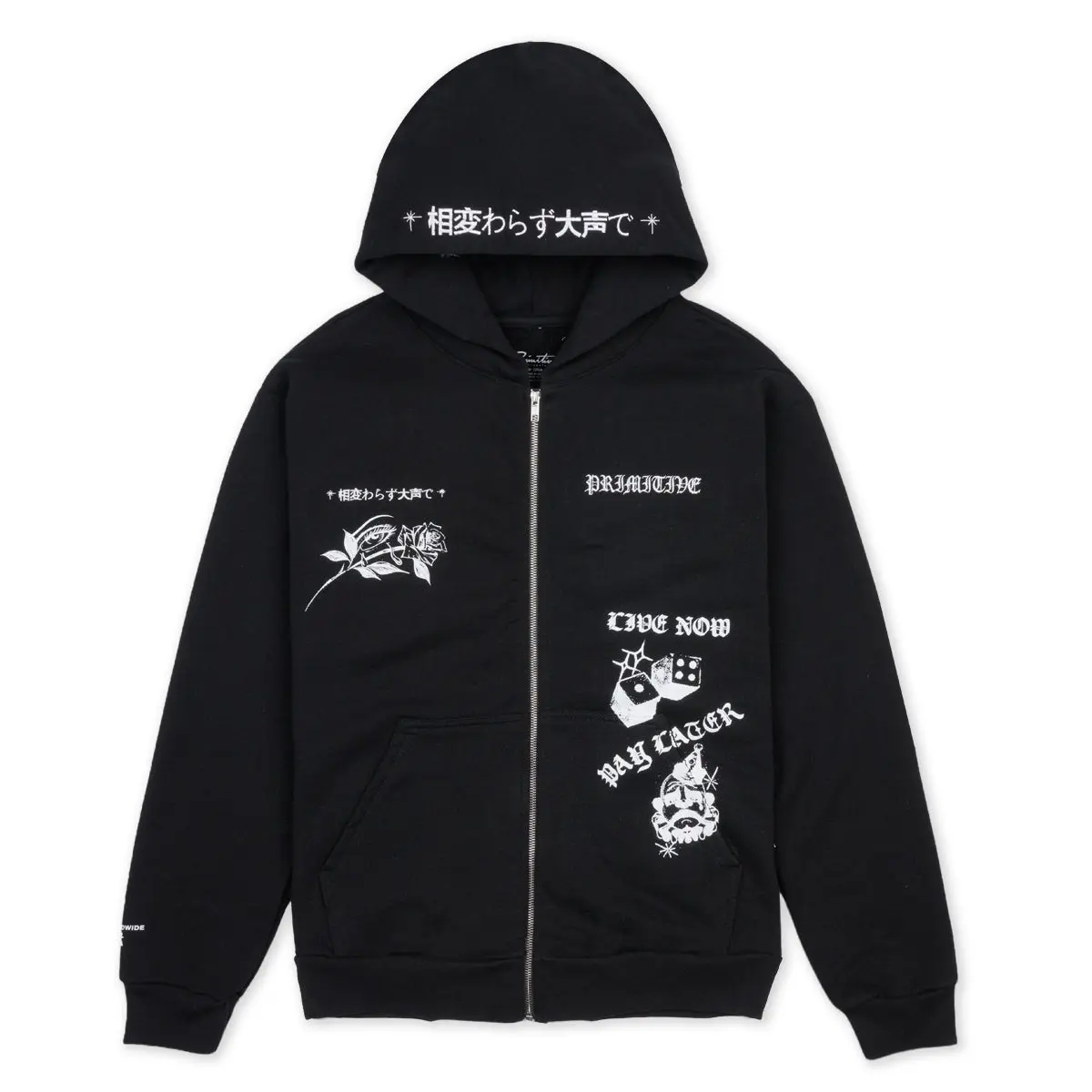 Primitive Apparel Men's Boxy Fit Zip Up Hoodie Scrape Primitive Apparel Men's Boxy Fit Zip Up Hoodie Scrape