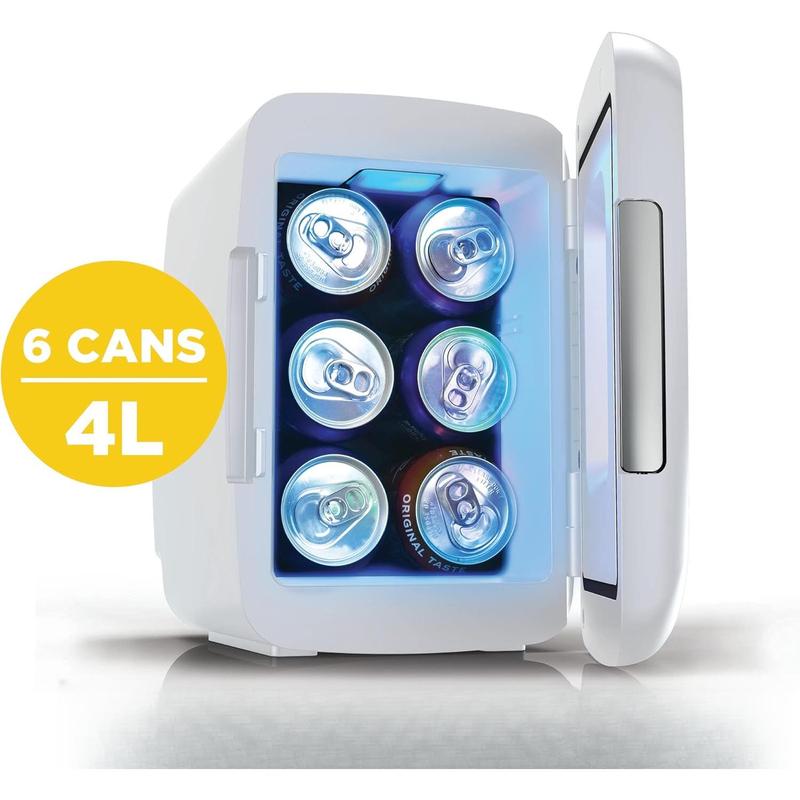 EFMIS179 Gaming Light Up Mini Beverage Refrigerator, White