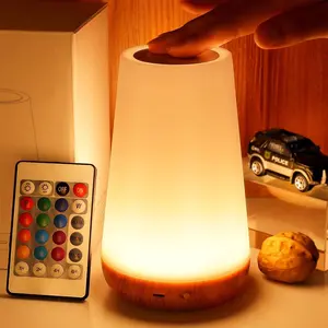 LED Night Light Bedside Lamp Touch Remote Adjustable Brightness, Lighting Modes Adjustable, 13 Color Changes, 3 Levels, Rechargeable Portable for Baby Kids Nursery Bathroom Outdoor Camping