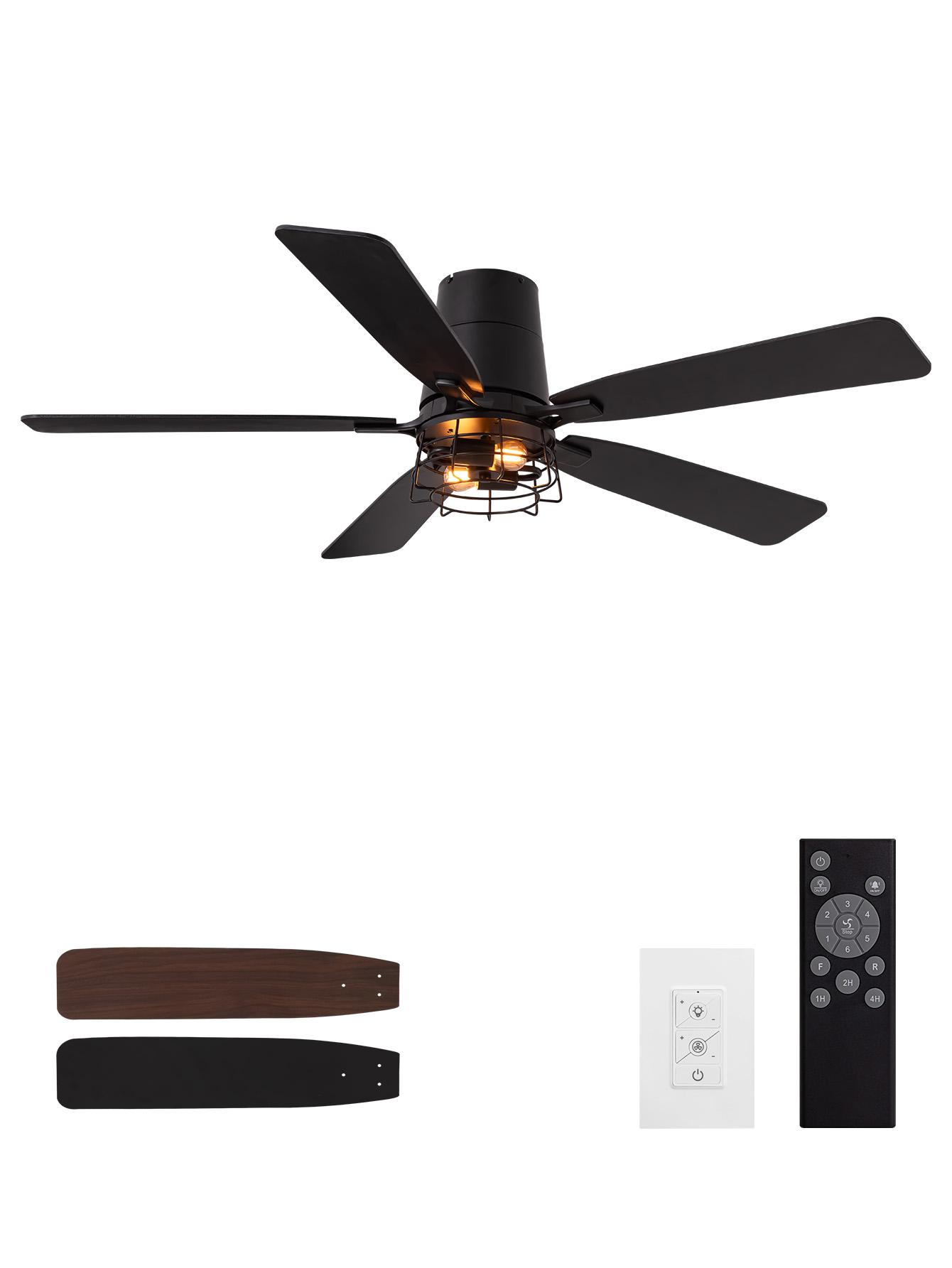 42"/ 52" Ceiling Fan with Lights and Remote Control 6 Speeds Qiuet Framerhouse Ceiling Fan for Bedroom Living Room Kitchen Indoor Outdoor