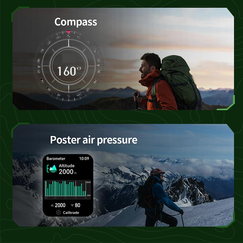 2026 Outdoor-Style Smartwatch with 2.01-inch IPS Screen LED Lighting Wireless Call Sports Modes Calorie Tracker Compass Weather Alerts Men's Gift