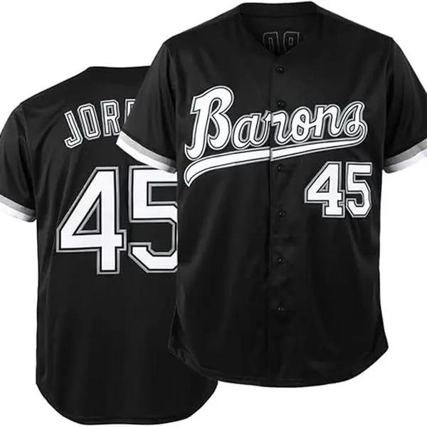 Barons #45 Stitched Baseball Jersey, Men's Clothing, Unisex 90s Hip Hop Outfit, Party Gift (Sports & Outdoor Professional Sportswear)