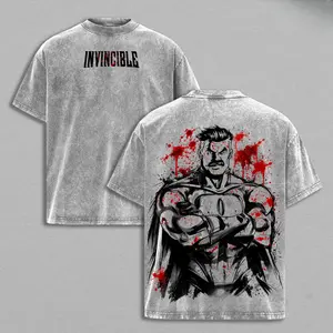 Omni-Man Washed Tee & Hoodie – Invincible Viltrumite Warrior Anime Graphic Double Printed T-Shirt, Menswear Heavy Cotton Unisex Oversize Streetwear Vintage Retro world tshirts