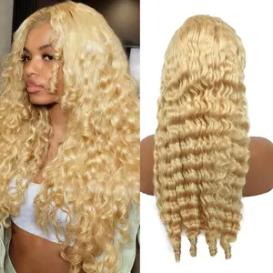 613 Blonde Burmese Curly Wig Human Hair for Women 13X6 HD Lace Front Wigs Human Hair Glueless Wigs Human Hair Pre Plucked Pre Cut With Spiral End New Styles, SpringStatements,SpringGlowUp