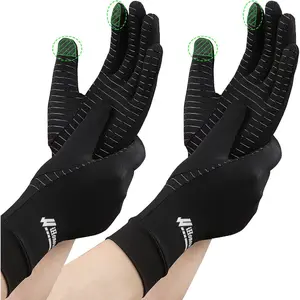 2-Pairs Pack Copper Full Finger Compression Gloves, Copper Arthritis Gloves for Women & Men Relieve Pain from Arthritis Pain, Swelling and Rheumatoid, and Everyday Hands Support (Medium (Pack of 2))