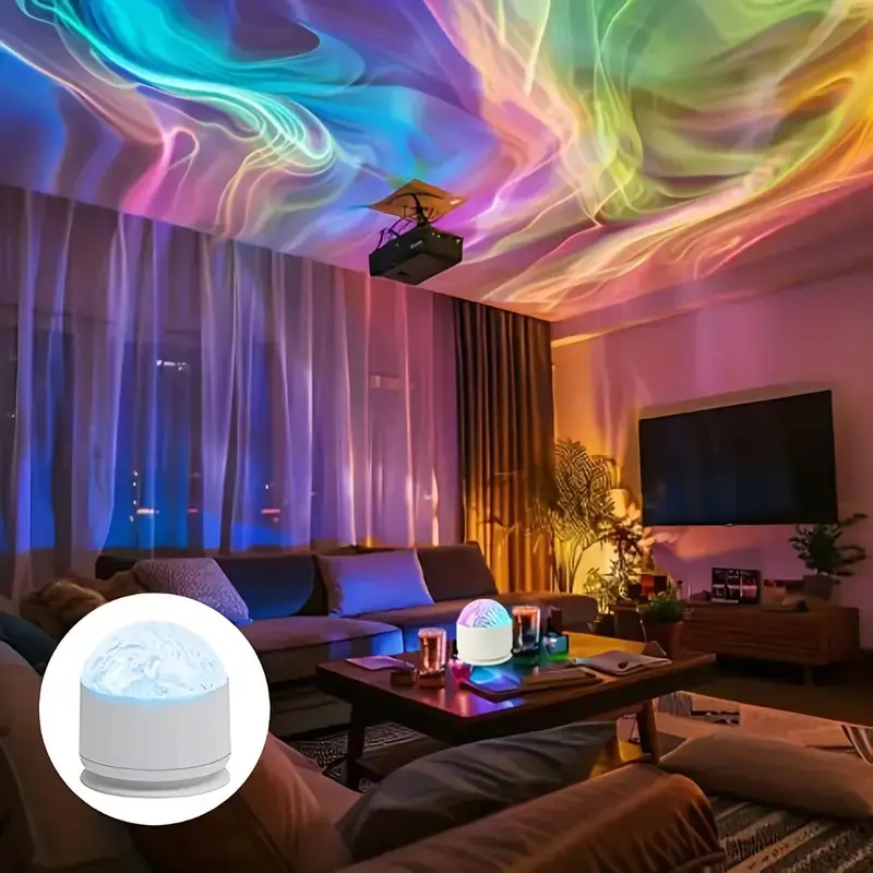 Aurora Borealis Projector Light 2 in 1 with & Remote Control USB Rechargeable for Bedroom Living Room Home Decor Dreamy Lighting Modes Compact Design water rippleprojector light-16-color wave  lights night Relaxing Atmosphere Stylish Lamp