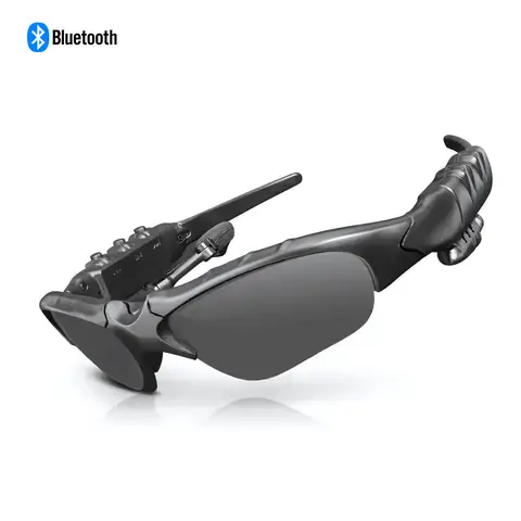 Unisex Adult Wireless Headphone Glasses - Bluetooth 4.1 Smart Eyewear, 150mAh Rechargeable, 7h Music Play, 7-Hour Calls, Built-in Audio, Lightweight Foldable Frame, Flip-Up Lenses for Easy View (Black) Sports Smart Glasses Wearable