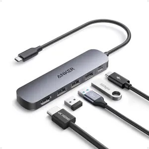 Anker USB C Hub, 5-in-1 USB Hub for Laptops, 4K HDMI USB-C Multiport Adapter with 90W Max Power Delivery, 3 USB A Data Ports USB C Dongle, Compact for MacBook, Dell, and More (Charger Not Included)