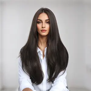 SMILCO 26'' Long Curly Claret Deep Brown Synthetic Wig Realistic Natural Sheen Adjustable Straps Small Lace Front Cap Heat Resistant Durable Fiber SM1700