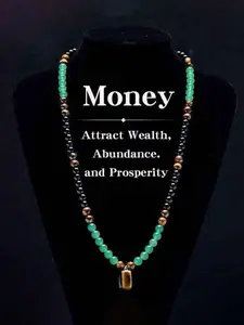 Women's Money Attraction Wealth Necklace, Feng Shui Luck Protection Design, Crystal Jade Beaded Spiritual Jewelry Gift