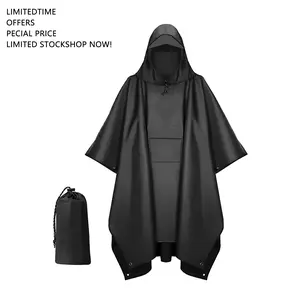 3-in-1 Multifunctional Outdoor Waterproof Coat for Hiking Camping & Activities Men's Poncho Lightweight Rain Summer Breathable Green Cape，camping essentials