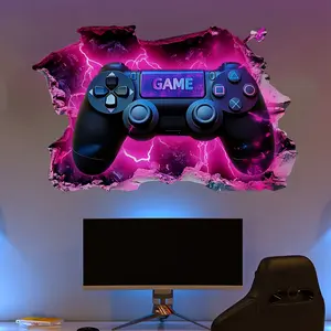 A set of 2 hole-punched game controller wall stickers for living room, bedroom, and game room decoration Home Decor Wall Art Stickers B18001 Decorative Wall Sticker Wall Decal