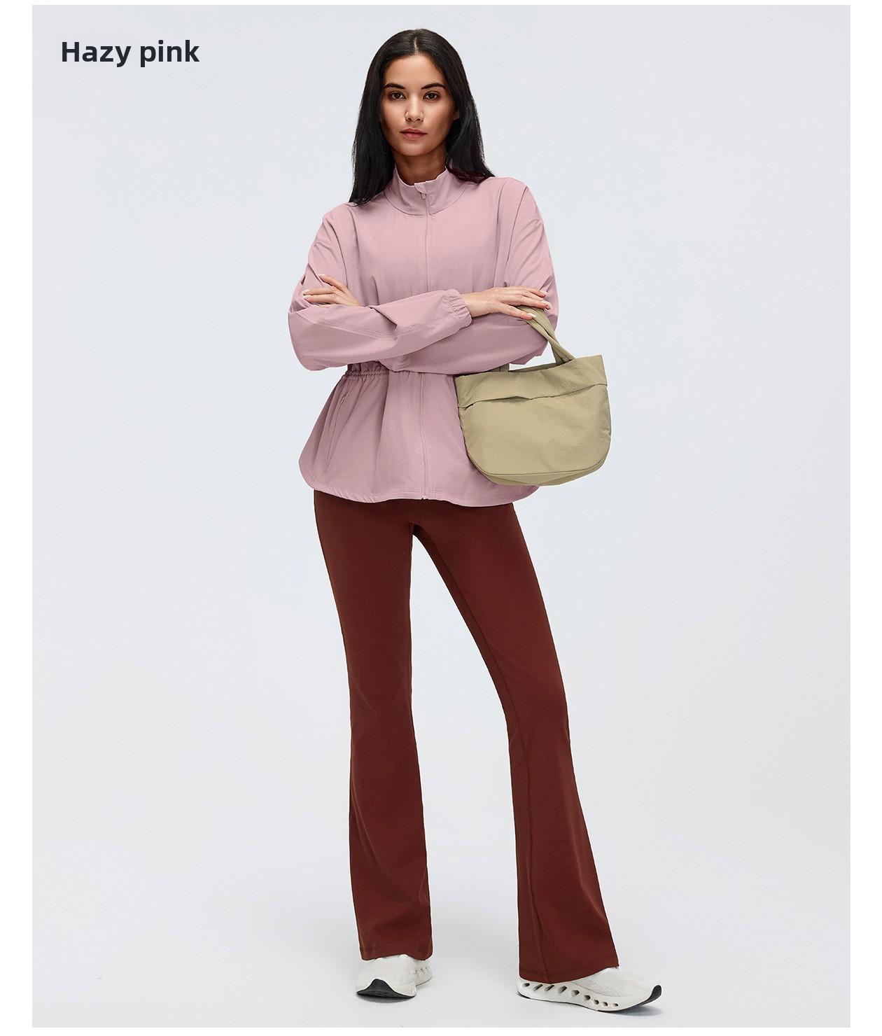 New Drawstring Waist Stand Collar Jacket, Casual Loose Versatile Coat for Yoga & Fitness