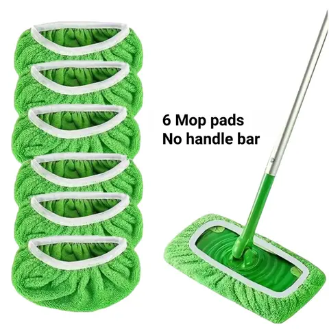 HD-BPR 6-Count Wet & Dry Chenille Microfiber Mop Refill Set - 10/11/12in Reusable Machine Washable Mop Heads Pads, Easy-Install Durable Home Supplies for Kitchen, Wet/Dry Wipe, Reduce Household Expenses
