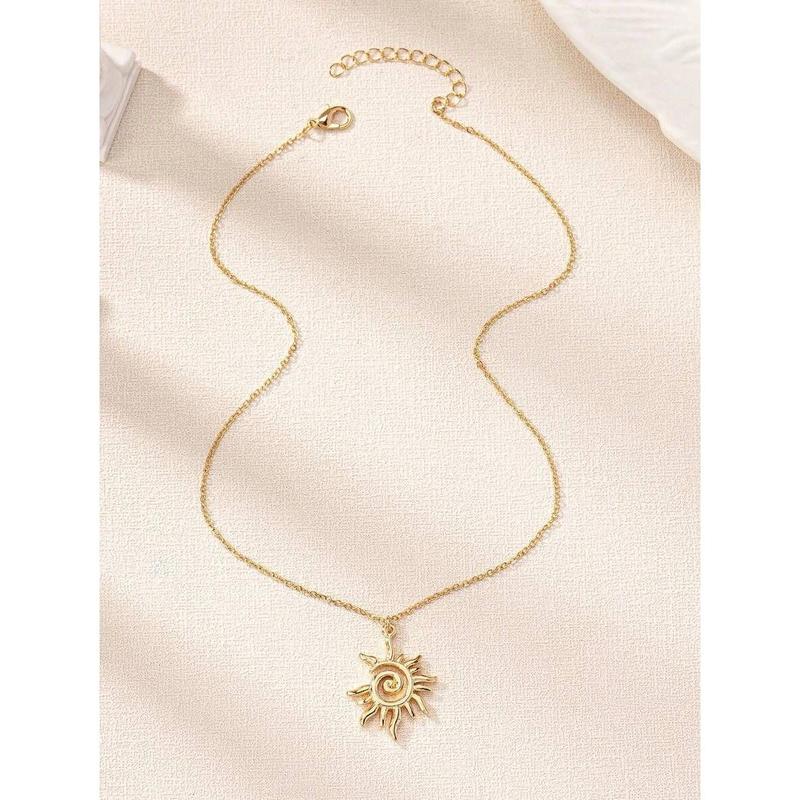 Delicate Flame Sun Ray Necklace – Gold Pendant Chain for Women’s Stylish Look
