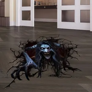 Halloween Horror Wall Sticker, Self-Adhesive Ghost House Party Decoration, Spooky Halloween Decor Gift, Easy to Apply, Perfect for Parties