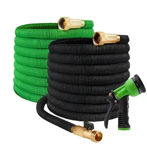 High Quality Car Washing Hose 3/4 in. x 50 75 100ft HEAVY DUTY Kink Free 4X Stronger Expandable Flexible Garden Water Hose with 10 Function Nozzles for Yard Outdoor Garden Watering Car Wash Lawn and RV