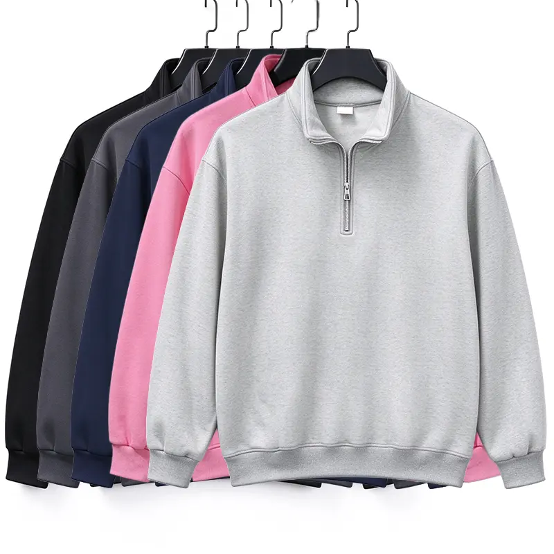 ColorArea Men's Quarter-Zip Stand Collar Sweatshirt - Long Sleeved Mens Basics, Loose-Fit Plain Solid Half Zipper Pullover, Machine Washable Hoodies & Sweatshirts for Gym & Everyday Wear