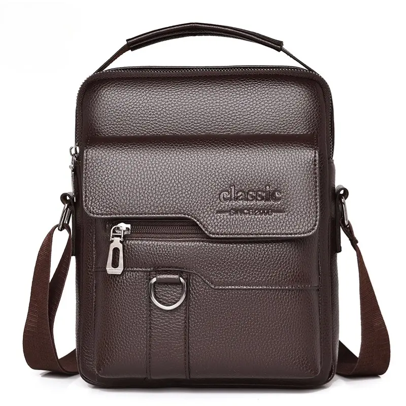 Maxoner Men's Crossbody Shoulder Bag in Retro PU Leather, Waterproof Messenger with Top Handle for Daily Business Casual Use, Zipper Crossbody Tote, Waterproof Crossbody Purse backtoschool