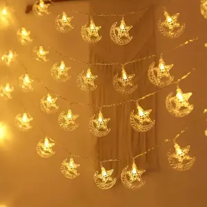 LED Star Moon Decorative Light String, Dynamic LED Lights, Ramadan Indoor Room or Bedroom Wall Decoration, Party Holiday Festival Ornament