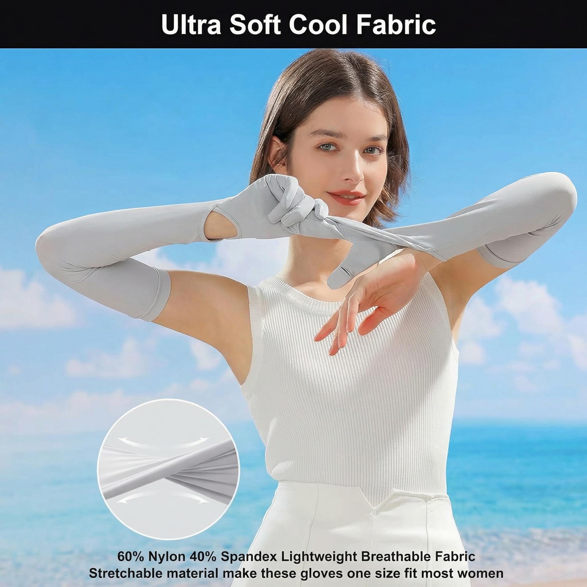 UV Protection Driving Gloves for Women, Full Arm Sun Protection Sleeves with Finger Holes for Outdoor Activities