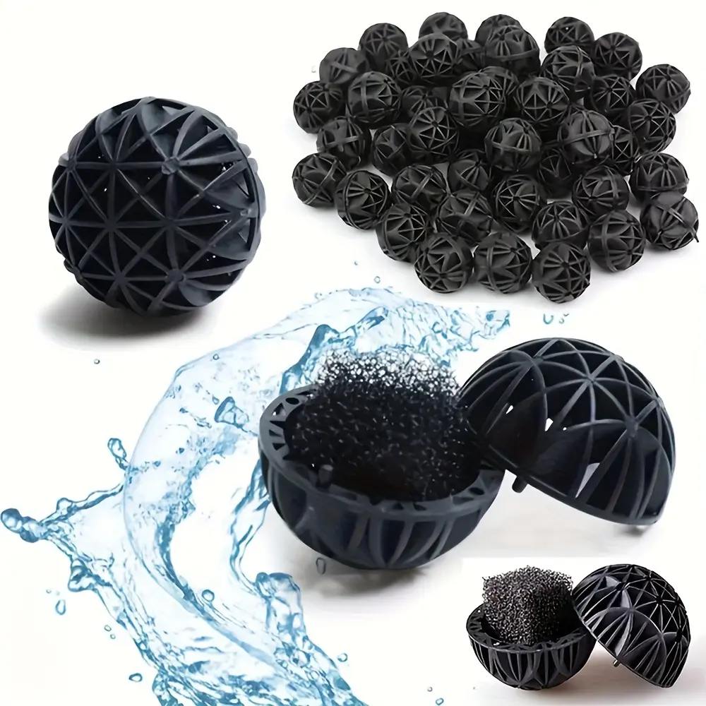 100Pcs 16mm Diameter Classic Bio Balls Bulk Pack, Aquarium Fish Tank & Pond Biological Filtration Media, Easy-Install Canister Filter Accessories That Enhances Filtration