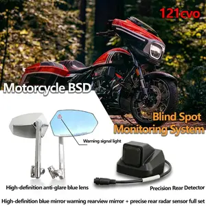 Rearview Mirrors for Harley-121cvo Anti-Sway Headrest with LED Lights & Radar HD Vision  Side Rearward Indicator