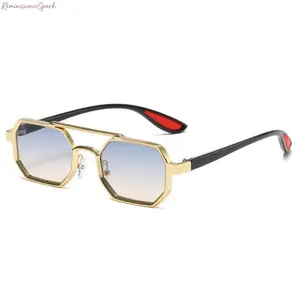 Men’s Geometric Aviator Sunglasses, Double-Bridge Metal Frame, UV400 Lenses, Sporty Durable Design, Ideal for Driving, Outdoor Activities, All-Season Sports Eyewear, Sunglasses Sports Eyewear
