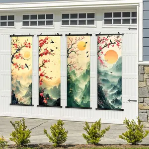 Landscape Pattern Wall Art, 4 Counts/set Nature Landscape Poster, Sunset Decoration, Landscape Scenery, Wall Art Decor for Home Living Room Bedroom