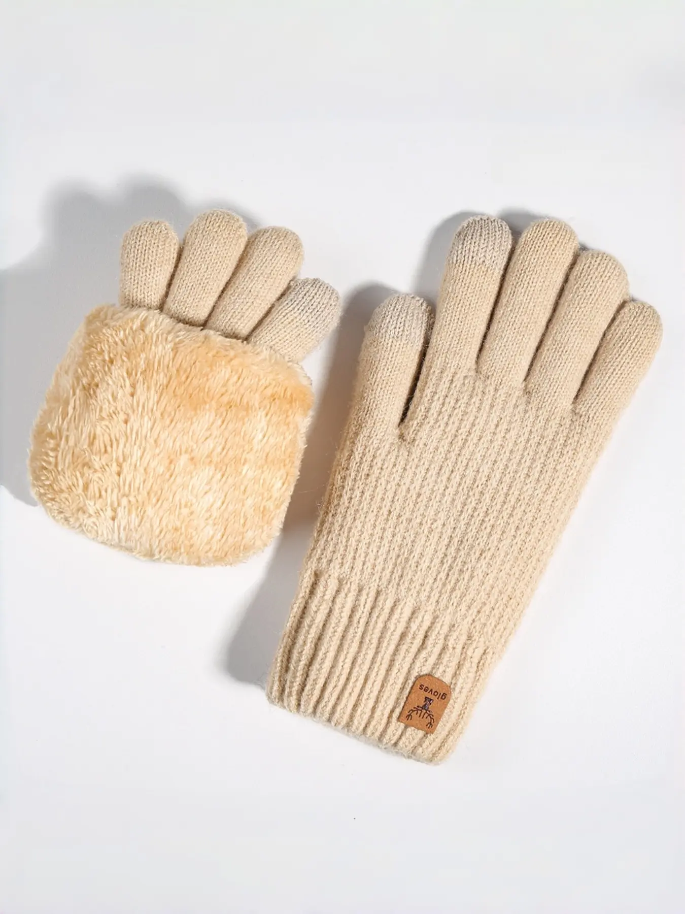 1 Pair Women's Winter Double-Layer Touchscreen Typing Warm Gloves, Seamless Knit Gloves, Knitted Fabric. They can keep warm in cold weather and are very suitable for parties, driving, gaming, cycling, hiking, and writing. ideal choice for accessories