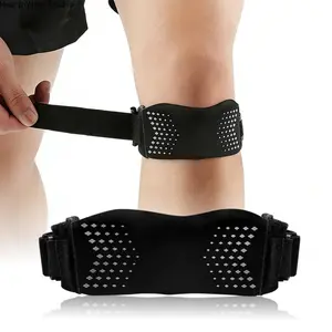Patella Knee Strap 2-Pack - Adjustable Silicone Shock Absorbing Knee Support Band - Non-Slip Patellar Tendon Brace for Runner's Knee, Cycling, Mountaineering - Unisex