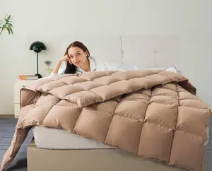 Down Comforter Queen Size – All Season Medium Weight Fluffy White Duvet Insert, Warm Feather Bedding, Soft 100% Cotton Cover, 90x90 Inch