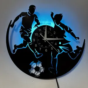 Football Soccer Vinyl Wall Clock Art Home Room Decor Perfect Birthday Holiday Gift (Battery Not Included)