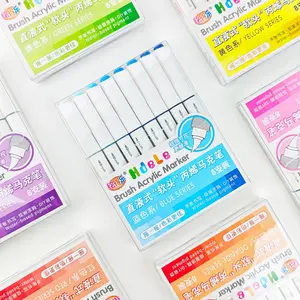 8 Color Professional Soft Tip Acrylic Markers Set, Mixable Watercolor Markers, Vibrant Colors, Strong Coverage, Ideal for Writing, Poster, Painting, Brush Marker Pen