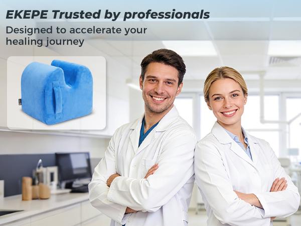 Leg Elevation Pillow for After Surgery, Wedge Knee Pillow for Post Knee Replacement, ACL & Hip Support, Memory Foam Support Cushion, Blue