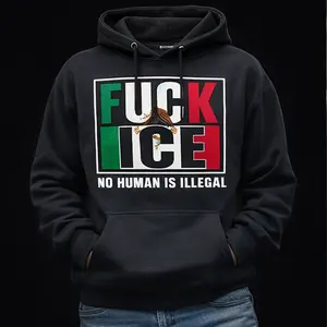 FUCK ICE Hoodie – No Human Is Illegal – Pro-Immigrant Protest Pullover Sweatshirt