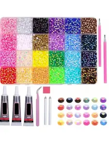 20,000 Pcs/box 24-Color 3mm Crystal Bead Decorations, DIY Manicure, Diamond Art, Phone Cases, Cosmetic Products, Flat-Backed Resin Gemstones