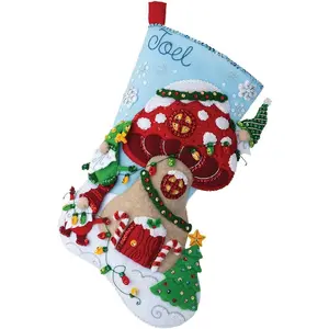 Bucilla Felt Applique 18" Stocking Making Kit, Gnome Christmas, 89473E