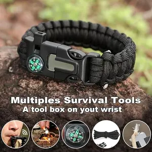 Paracord Wristband for Outdoor Sport Tactical Survival Parachute Bracelet, Essential for Hiking Travelling Camping Gear