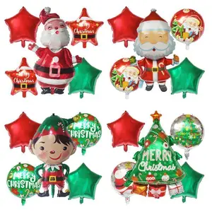 5pcs Merry Christmas Balloons Decoration Cute Snowman Santa Xmas Tree Balloon For New Year 2025 Home Ornaments Globos Noel Gifts