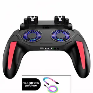 Portable Mobile Gamepad Controller with 2 Dual Fans, Rechargeable Adjustable Rubber Grip, Anti-Overheat Function, Long Battery Life, Clip-On Compact Accessory for Android iOS Phones, Genshin Impact Compatible
