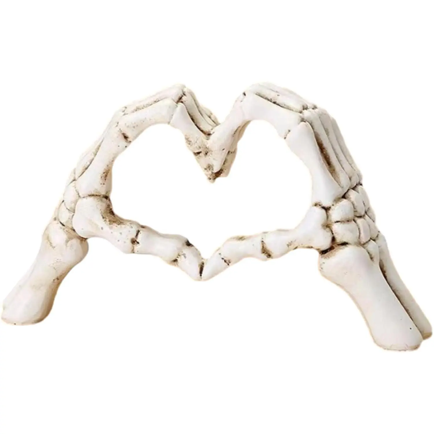 Gothic Skeleton Heart Hands Sculpture 6.3"- Unique Until Death Bone Heart Love Sign -Halloween Home Decor, Gothic Wedding Gift, Shelf Desktop Ornament