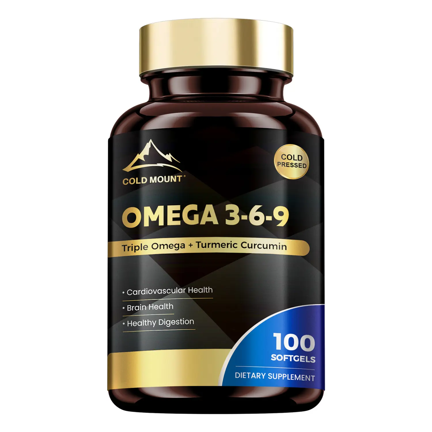 Omega 3 6 9 Supplement Fish Oil with Flaxseed Sunflower Seed Oil and Turmeric for Heart Brain Joint Health 100 Softgels