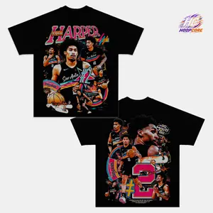 Harper Graphic Tee, Vintage Basketball Rookie T-Shirt, No. 2 Court Action Fan Merch, Double Sided Photo Tee, Colorful Hoops Collage Shirt, Rising Star Basketball Lover Gift, Streetwear Unisex Cotton T-Shirt