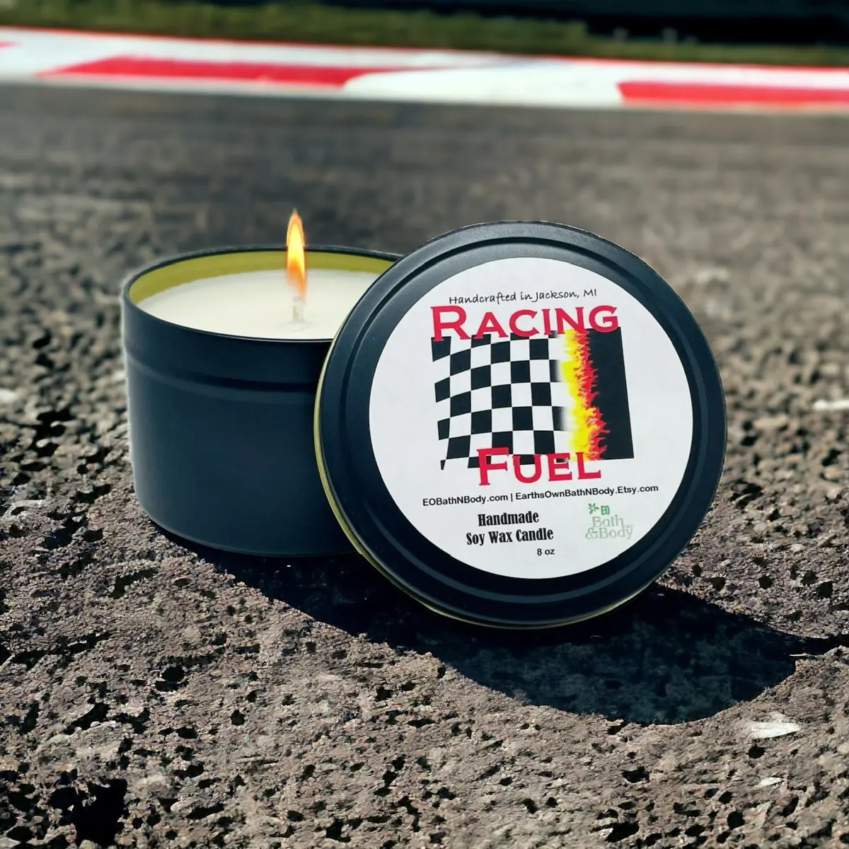 Racing Fuel Soy Wax Candle | Hi Octane 110 Vp Dupe Scent Loved by Race Fans | Hand Poured | Zero Waste | 3 Sizes! | Unique Gift | Gift for Him | Gift for Her | Race Track | Black Friday Cyber Monday Christmas Deal | Birthday | Boss | Made in USA