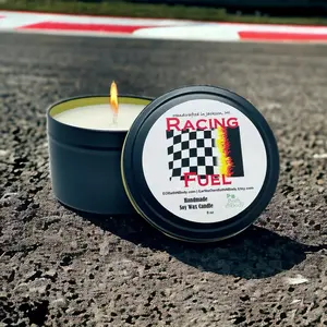 Racing Fuel Soy Wax Candle | Hi Octane 110 Vp Dupe Scent Loved by Race Fans | Hand Poured | Zero Waste | 3 Sizes! | Unique Gift | Gift for Him | Gift for Her | Race Track | Black Friday Cyber Monday Christmas Deal | Birthday | Boss | Made in USA