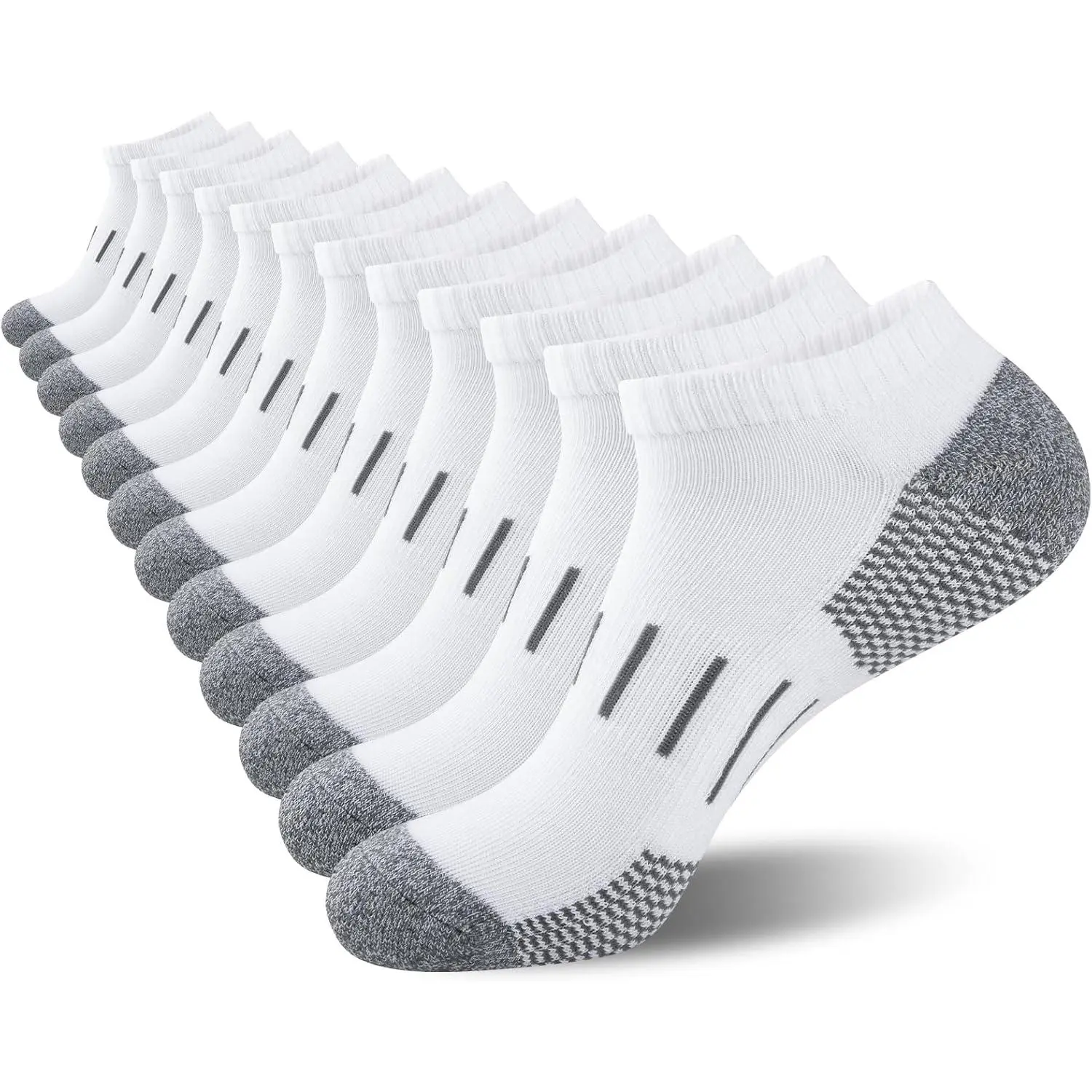 Men's Adults' Modern Low-Cut Ankle Socks 6-Pack, Solid Colors, Athletic Performance Design with Cushioned Sole and Wicking Fabric for Running