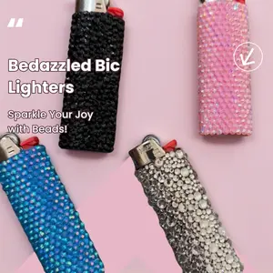 SprinkleLightBic Bedazzled Bic Lighters with Sparkling Beads for Flick Out JOY Blue Pink Black Silver