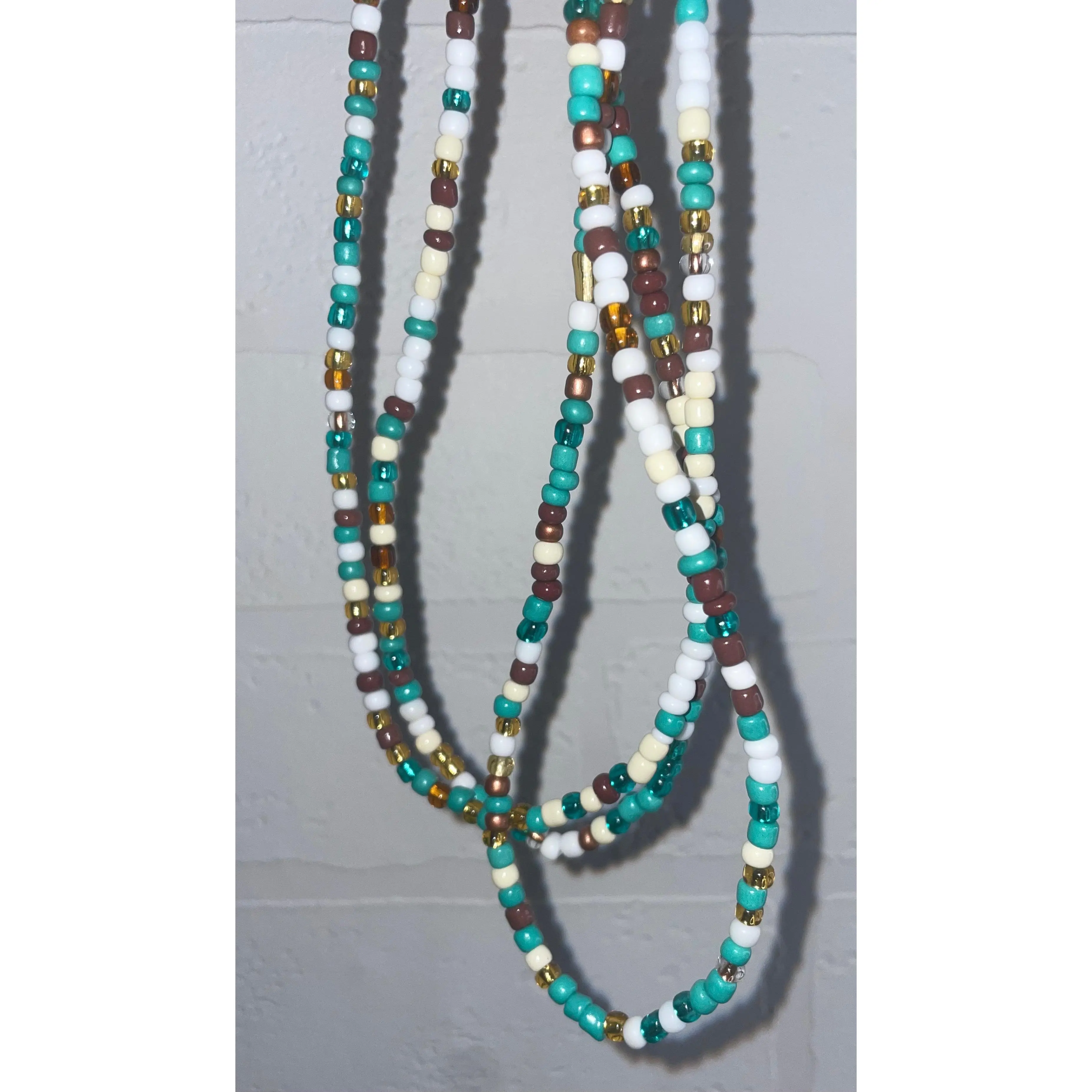 Greens  Handmade west African waist beads Daily Wear String Length 70 Inches Bead Length 60 Inches